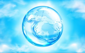 Голубой водный пузырь в воздухе