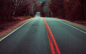 Ровная длинная асфальтовая дорога с разделительными линиями