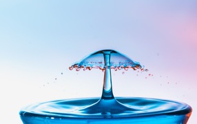 Umbrella of water in a glass on a gray background