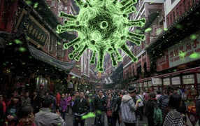 Вирус коронавируса навис над городом, Китай