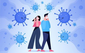 Мужчина и девушка защищаются от бактерий 