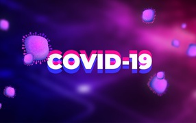 The inscription COVID-19 coronavirus on a purple background