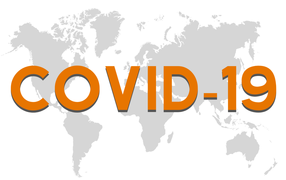 Большая надпись COVID 19 на фоне карты 