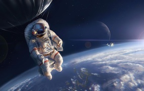 Astronaut went into open space above the earth