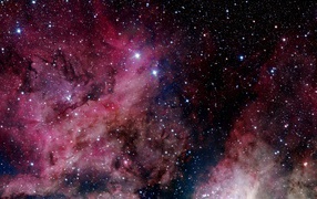 Красивый розовый млечный путь в ночном звездном небе