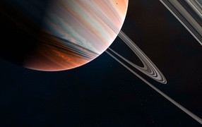 Большая планета Сатурн с кольцами крупным планом