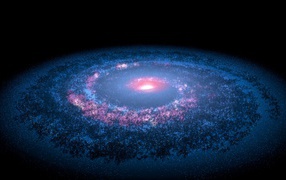 Голубая космическая спираль на черном фоне