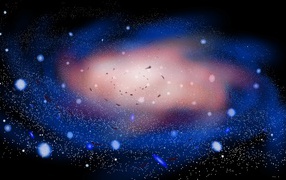 Спиральная неоновая галактика на черном фоне