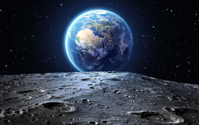Вид на планету Земля с поверхности Луны