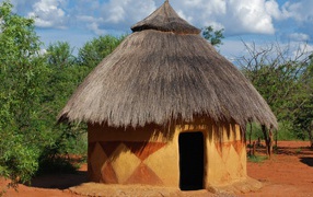 Clay house on earth in Africa