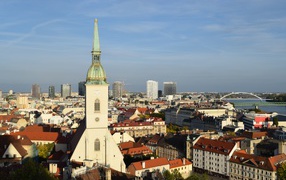 View of the old cathedral and the city of Bratislava, Slovakia