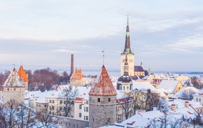View of the winter city of Tallinn. Estonia