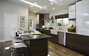 Beautiful kitchen with wooden furniture