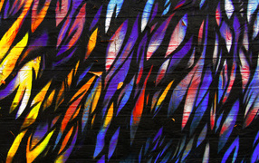 Рисунок перья на стене крупным планом