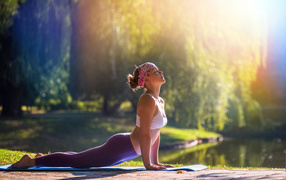 Girl doing yoga in nature