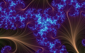 Абстрактный неоновый рисунок с коричневыми вставками 