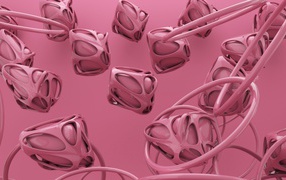 Абстрактные розовые квадраты с кольцами 