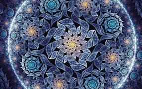 Beautiful blue flower mandala close up