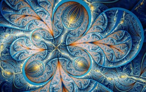 Красивый фрактальный голубой 3д рисунок 