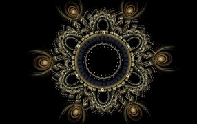 Красивый фрактальный рисунок мандала на черном фоне