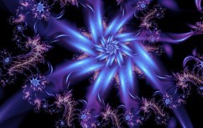 Красивый неоновый абстрактный цветок на черном фоне 