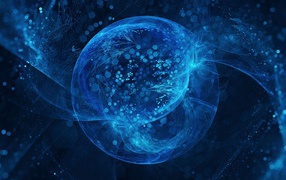 Красивый неоновый шар на блестящем фоне