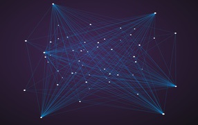 Голубые нити с яркими нитями на сером фоне 