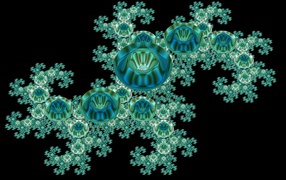 Голубой необычный фрактальный рисунок на черном фоне