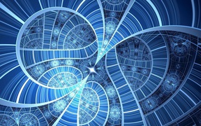 Голубой волнистый фрактальный узор