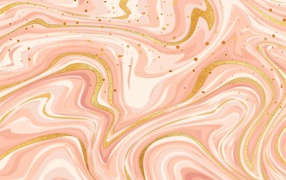 Размытые волны  розовой, белой и золотой  краски 