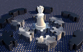 Шахматная фигура королева с пазлами 3д графика