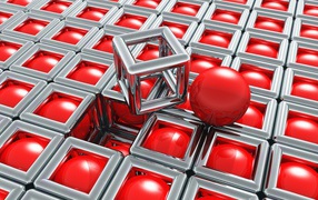 Хромированные кубы с красными шариками