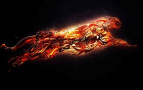 Огненный леопард на черном фоне 3д модель