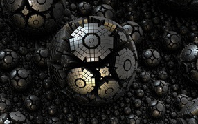 Фрактальный шар из стали 3д графика