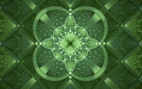 Фрактальный зеленый узор с фигурами