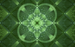 Фрактальный зеленый узор с фигурами