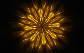 Золотой цветок мандала на черном фоне