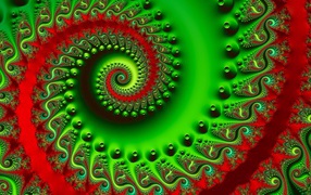 Зелено-красная абстрактная спираль 