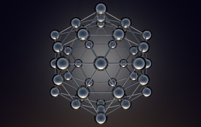 Икосаэдральная модель на сером фоне 3д графика