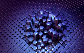 Много фиолетовых кубов 3д графика