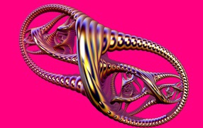 Металлический узел на розовом фоне 3д