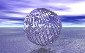 Металлическая круглая клетка над водой 3д графика