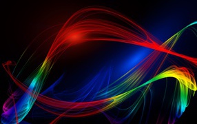 Разноцветные абстрактные волны на темном фоне