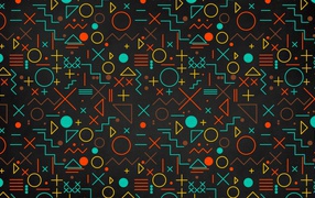 Разноцветные геометрические фигуры на черном фоне