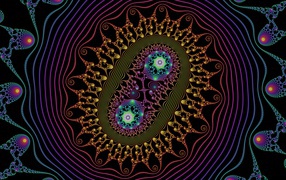 Разноцветный узор с бактериями на черном фоне