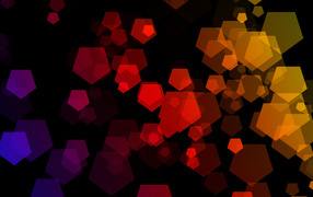 Разноцветные пятигранники на черном фоне