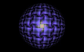 Фиолетовая сфера на черном фоне фрактал