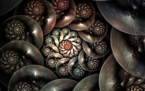 Спираль из шаров на черном фоне 