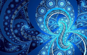 Необычные голубые узоры фрактального рисунка