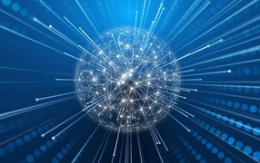 Шар всемирной паутины на голубом фоне